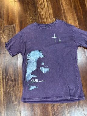 SHEIN Purple 'Stay Wild' Graphic Short Sleeve Tee